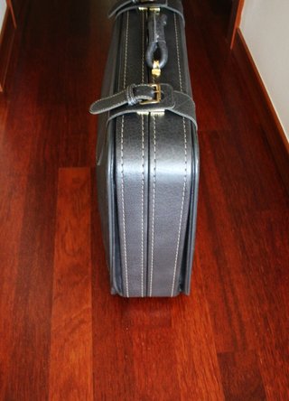 Maleta Vintage Tauro Piel Gris Azulada Grande
