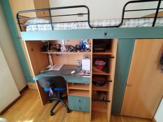 Habitación juvenil litera y cama plegable