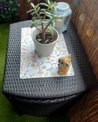 Conjunto mesa+dos sillas ratán trenzado
