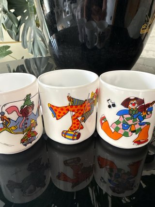 Tazas vintage Arcopal con payasos