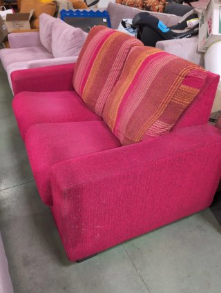 Sofá 2 plazas tela rosa/rojo
