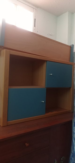 Mueble juvenil madera y azul
