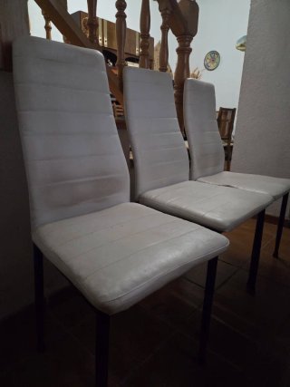 Juego de 3 Sillas Comedor Piel Sintética