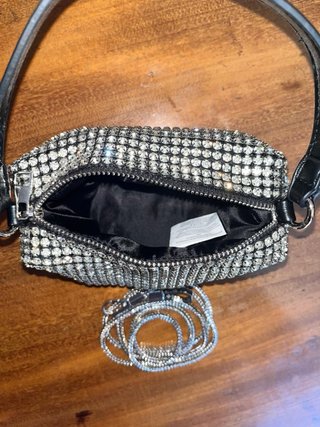 Borsetta strass nera piccola da sera
