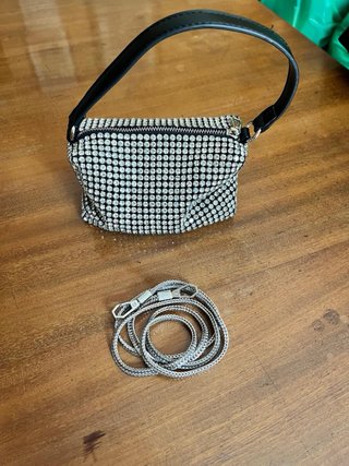 Borsetta strass nera piccola da sera