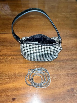 Borsetta strass nera piccola da sera