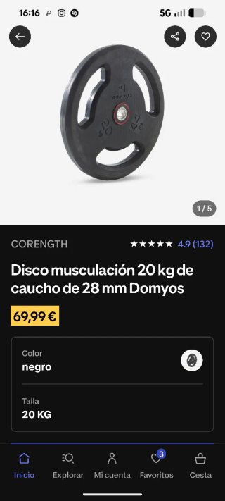 Discos de gimnasio 20 kg (Nuevo vale 140€)
