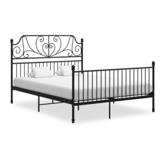 Estructura de cama de metal negra con somier 120cm