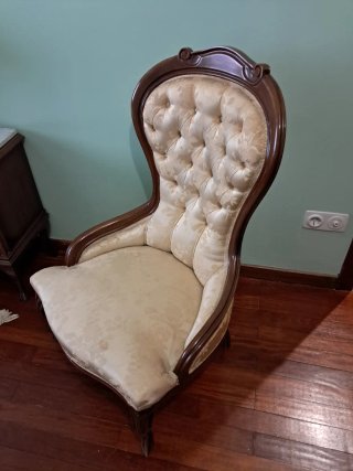 Conjunto 2 sillones tela y madera beige