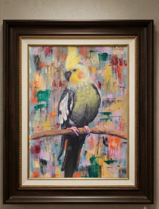 Quadro moderno pappagallo olio su tela