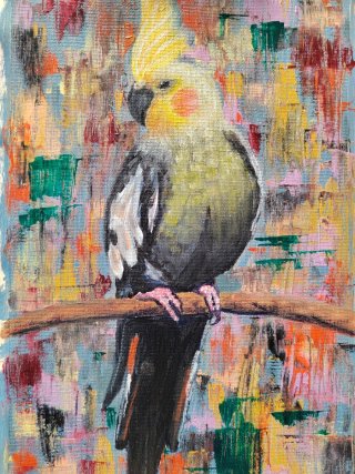 Quadro moderno pappagallo olio su tela