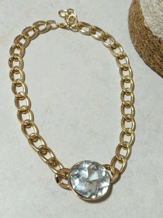 Collar cadena dorada con cristal mujer