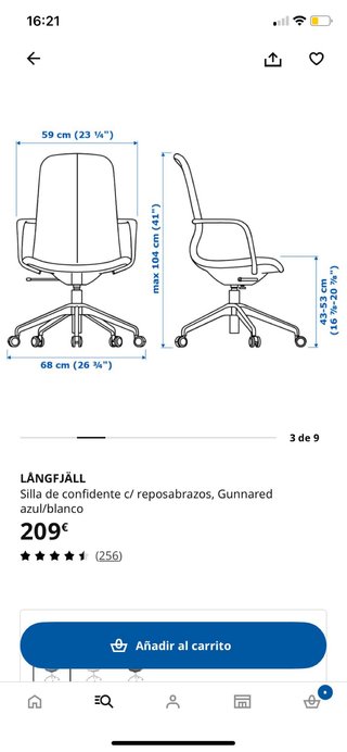 Silla de escritorio LANGFJÄLL Ikea gris