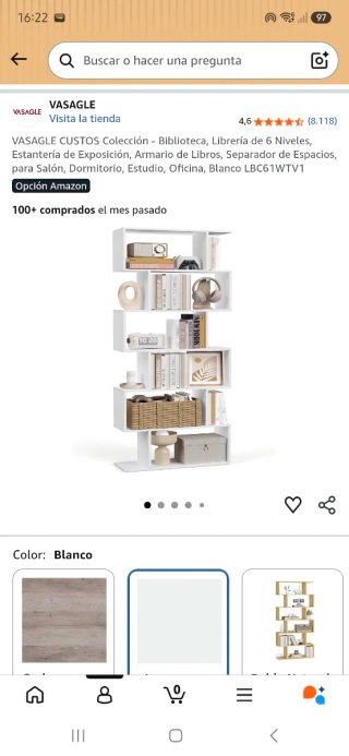 Estantería blanca 6 niveles