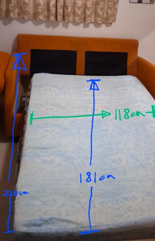 Sofá Cama 2 plazas. Naranja Oscura