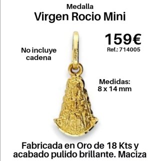 Medalla Virgen Rocío Mini Oro 18 Kts