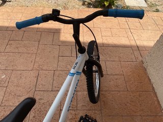 Bicicleta infantil azul y blanca