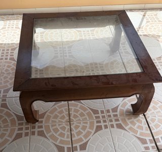 Mesa de centro oriental madera y cristal