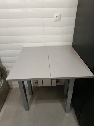 Mesa cocina cristal extensible gris/rojo