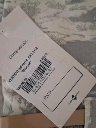 Vestido niña talla 4 sin estrenar