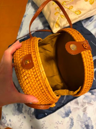 Borsa tonda paglia con apertura a scatola