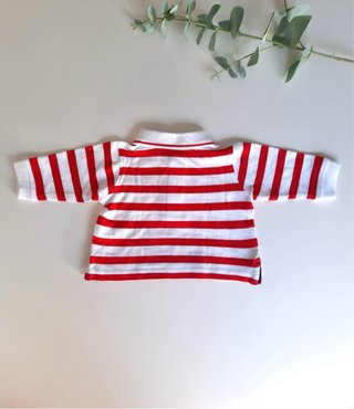 Polo de mangas largas blanco y rojo