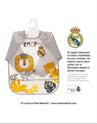 Babero Real Madrid rosa león y leopardo