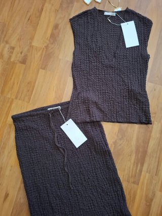 Conjunto Top y Falda Marrón