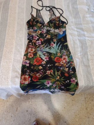 Vestido corto estampado mujer