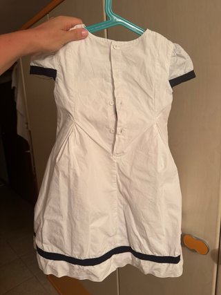 Abito bimba bianco con dettagli blu