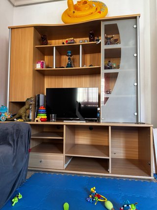 Remate! Mueble TV madera, cristal y madera