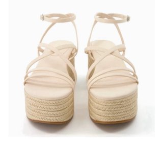 Sandalias cuña beige con tiras