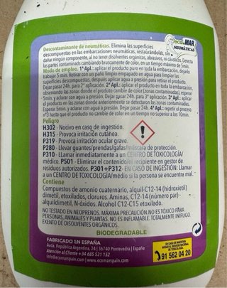 DEXCONTAMINANTE Eco-Mar Neumáticas Biodegradable