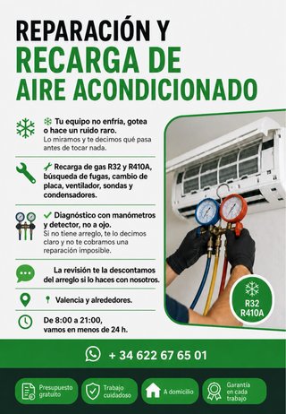 Reparación y recarga de aire acondicionado
