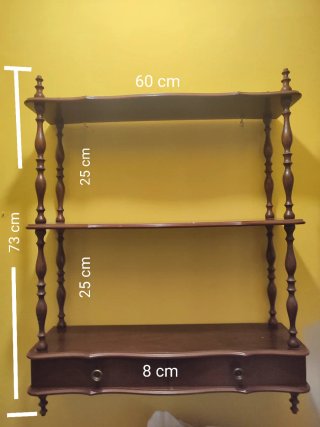 Repisa de madera para colgar con dos cajones