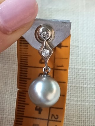 Pendientes Plata Perlas Grises y  circonitas