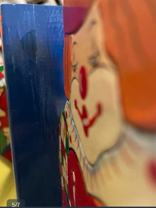 Supporti libri vintage in legno con clown