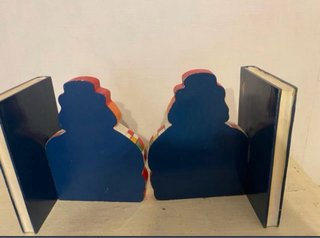 Supporti libri vintage in legno con clown