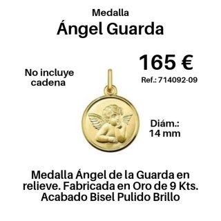 Medalla Ángel Guarda Oro 9 Kts