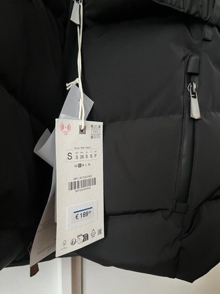 Anorak acolchado Zara Negro Talla XS