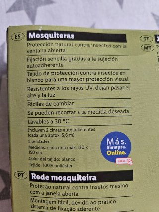 Mosquiteras Blancas (2 uds). Nuevas