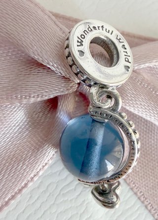 Pandora Charm Globo Mundo Azul Plata