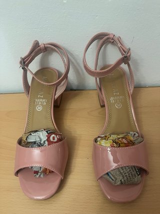 Sandalias tacón rosa chicle T.38