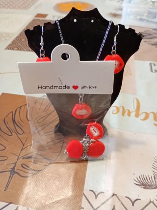 Set Collana e Orecchini Bocca Rossa