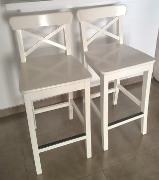 2 Taburetes Altos Ikea Madera Blanca
