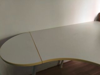 Escritorio blanco grande curvo