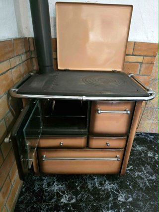 Cocina de leña esmaltada con horno