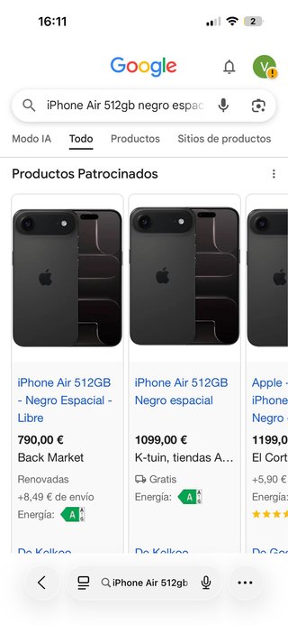 iPhone Air 512GB Negro Espacial