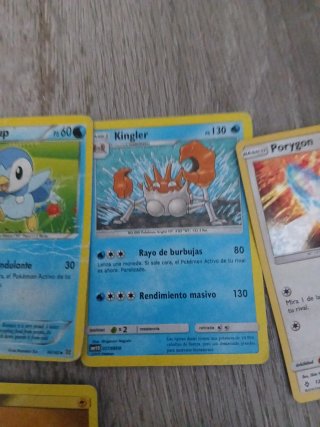 Lote Cartas Pokémon Eevee, Pikachu, Piplup, etc.