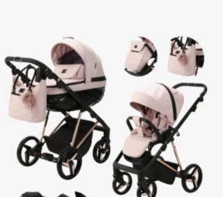 Carro de bebé rosa con bolso